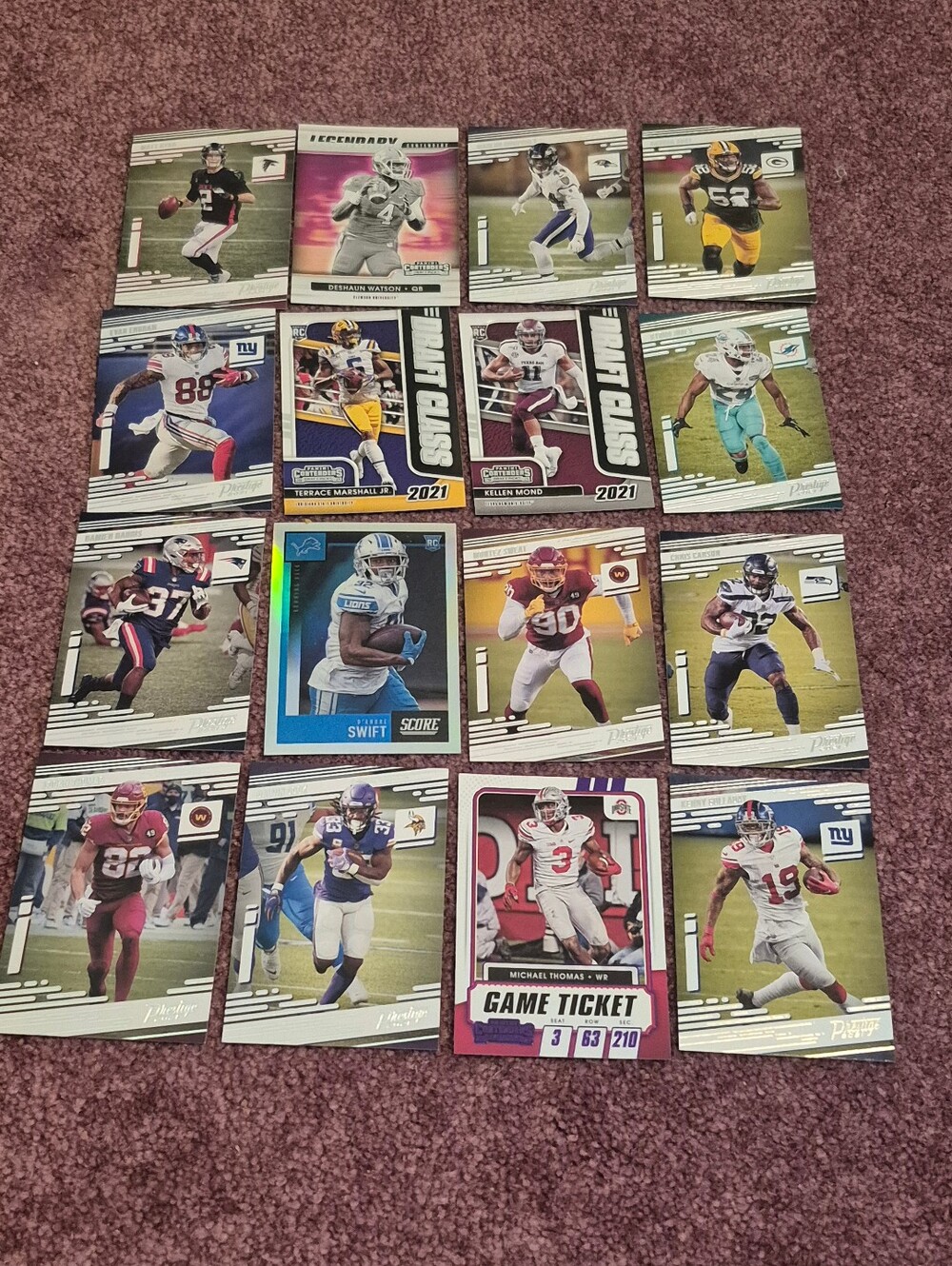 Panini Football Trading Cards - Green, Gold, Blue Accents